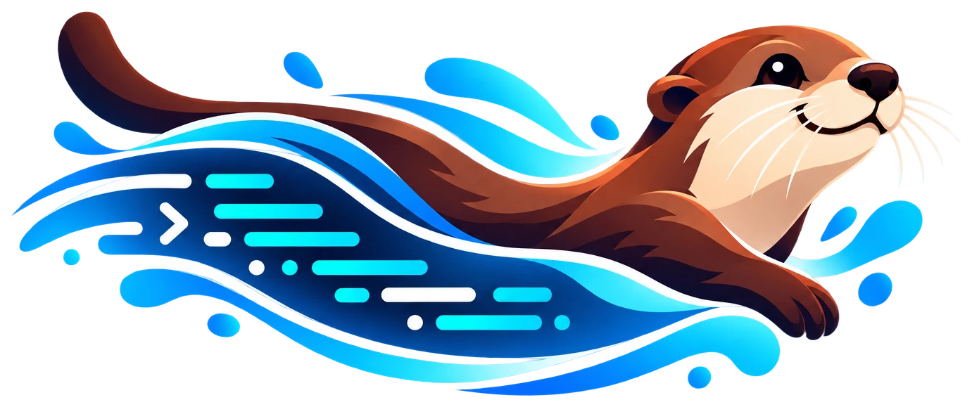 The StreamOtter otter swimming through a stream of code